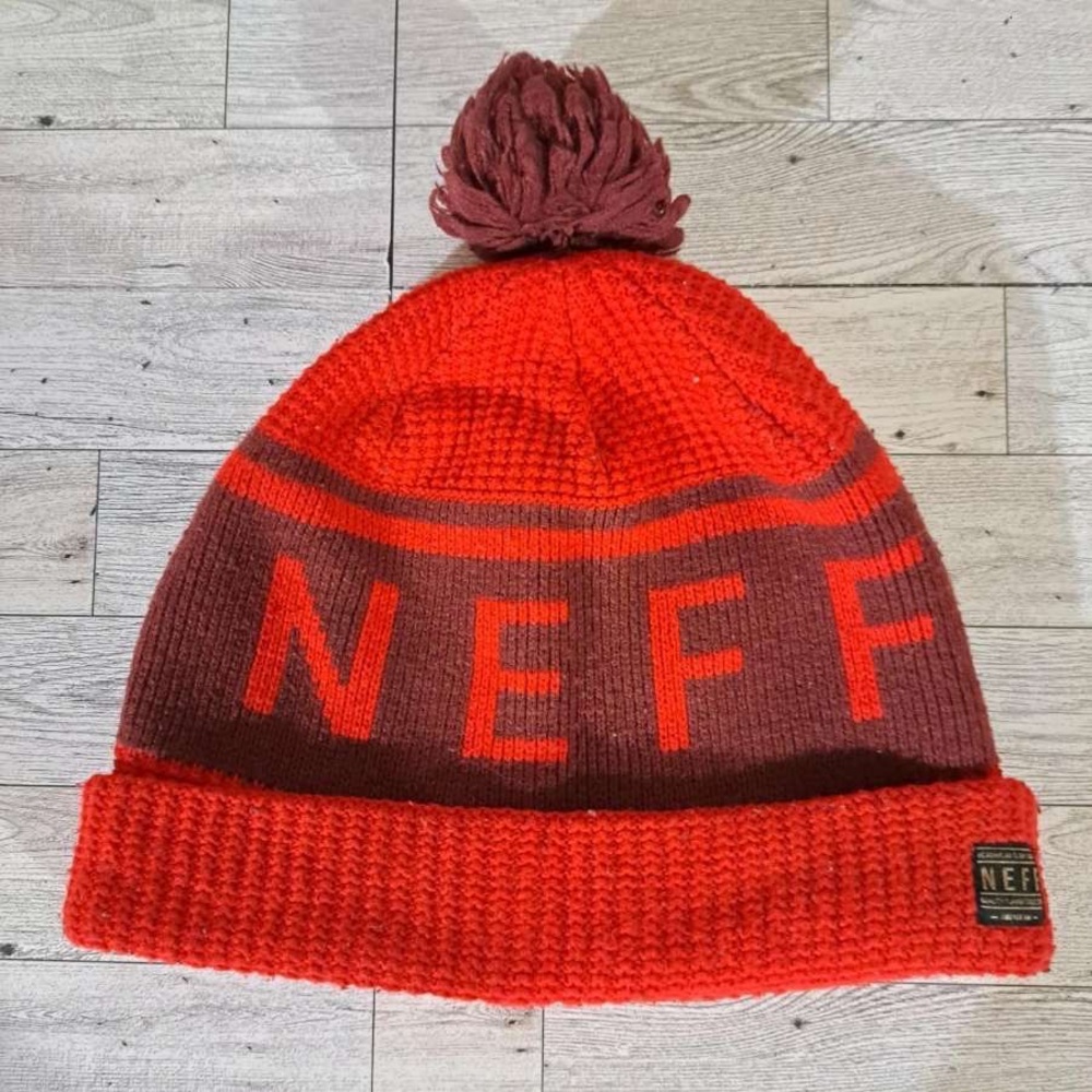 Y2K Neff Skateboarding Cable Knit Red Pom Beanie